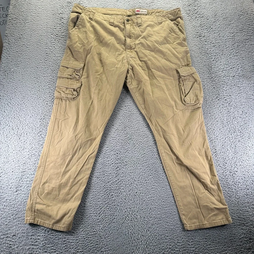 Wrangler Pant Mens 42x30 Brown Cotton Cargo Tapered Stretch‎ Workwear Utility